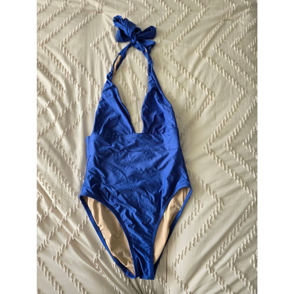 J. Crew Royal Blue Halter One-Piece Swimsuit